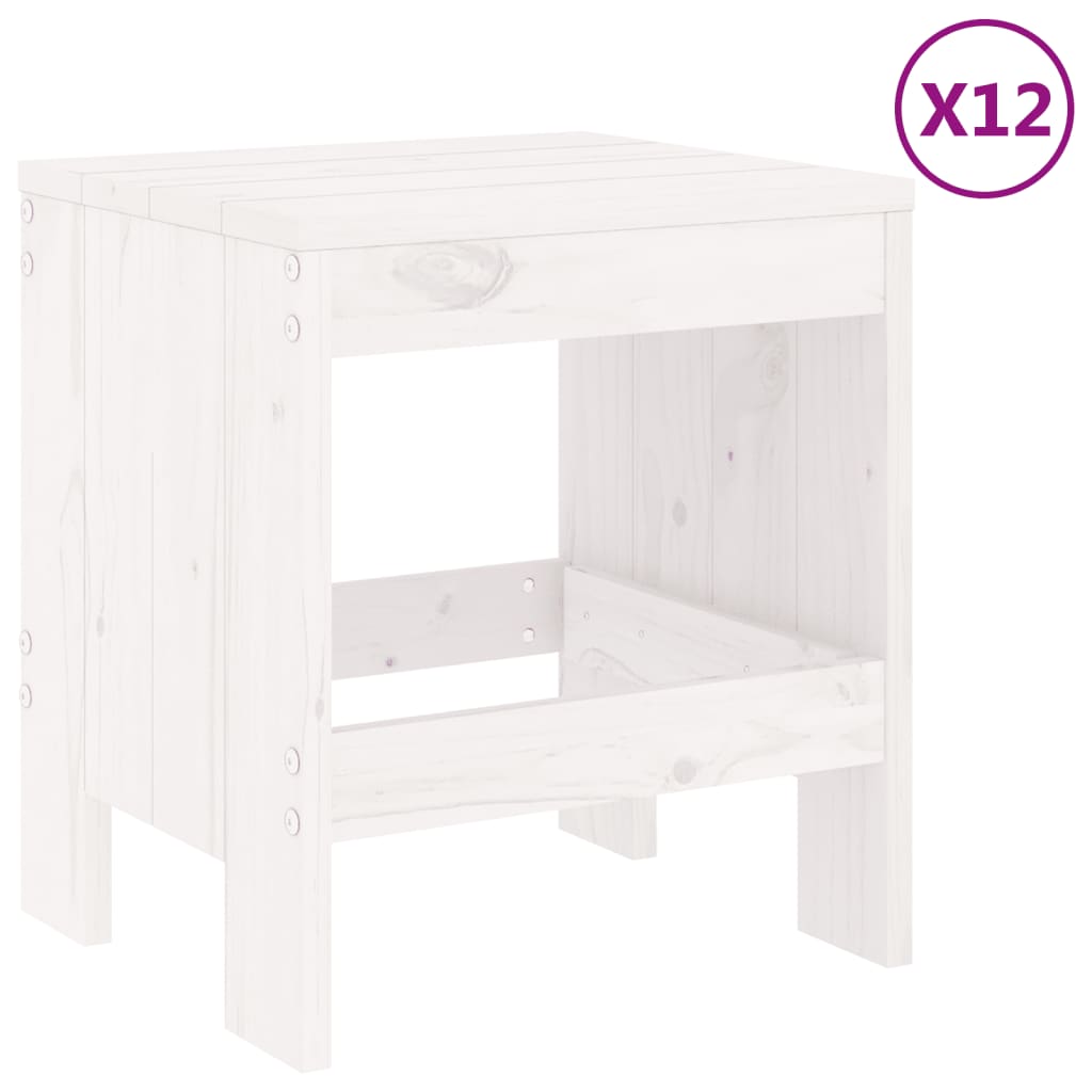 Ensemble à dîner de jardin 13 pcs blanc bois de pin massif