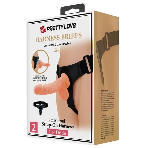 Pretty Love - Harness Briefs Universal Sele Med Dildo Tom 20 Cm Naturlig