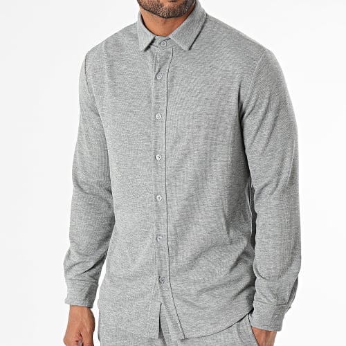 Ensemble Chemise Manches Longues Et Pantalon Jogging Gris Chiné