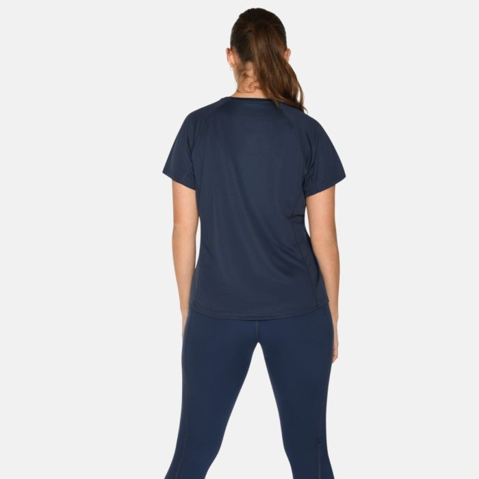 Zebdia Dame T-shirts Chest Print Sports SS Tee Blå