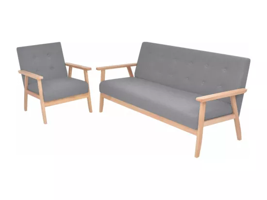 Ensemble de canapés 2 pcs Tissu Gris clair