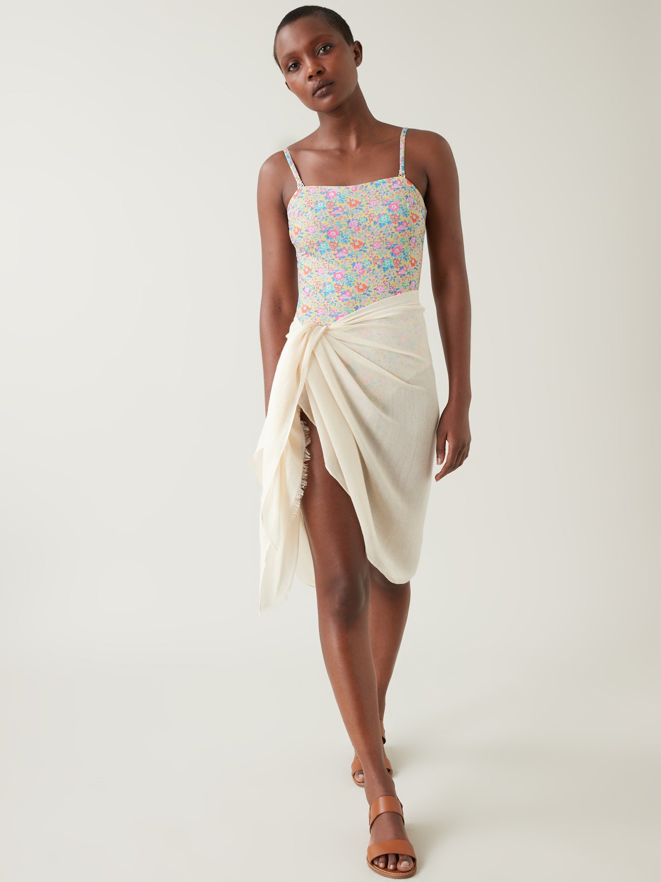 Maillot de bain bustier femme en tissu Liberty
