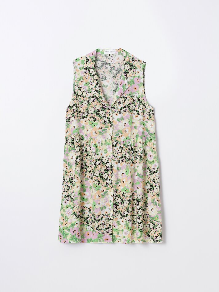 Vestido curto sem mangas - Tons de Verde