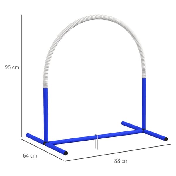 Dog Agility-sett på 4, 88 x 64 x 95 cm, med 4 buer, bæreveske, bærbar, for eldre eller veldig unge hunder, PE, ABS, hvit