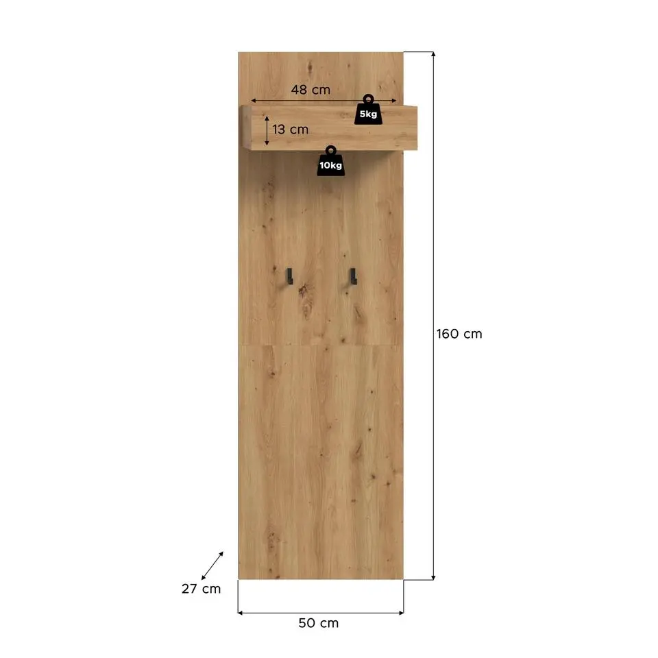Hioshop Drive kapstok 2 haken eiken decor