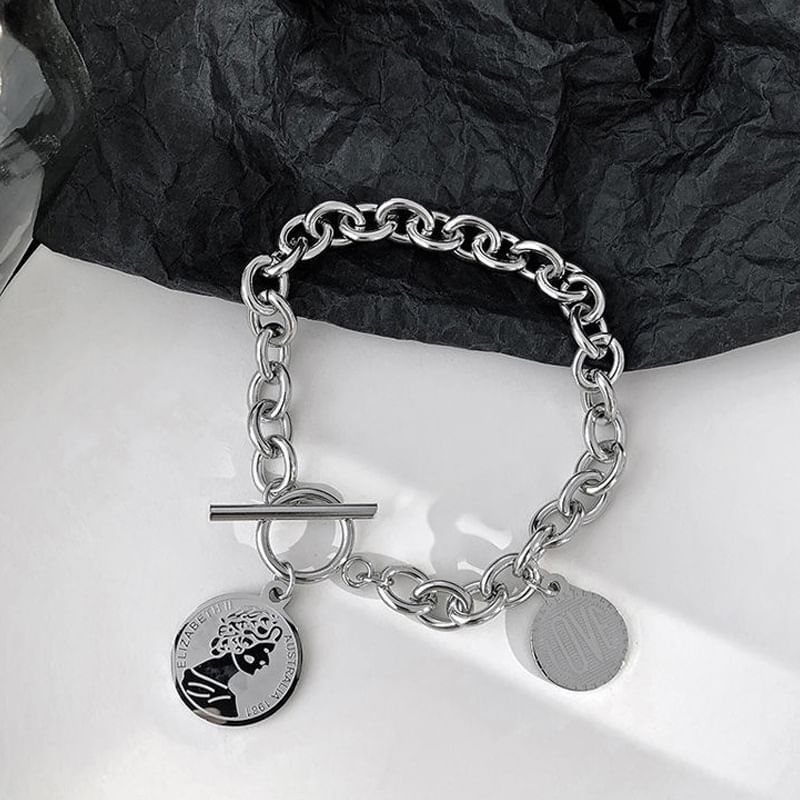 Malikasa - Schijfhanger / Armband van roestvrij staal / Set