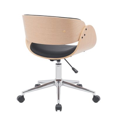 Chaise JUNON - Bois multiplis imitation chêne clair et polyuréthane noir