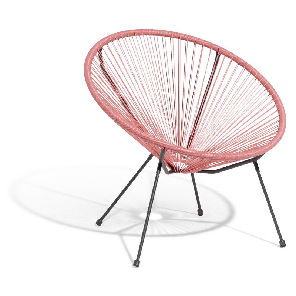 Fauteuil de jardin métal et fil de résine Urban noir rose