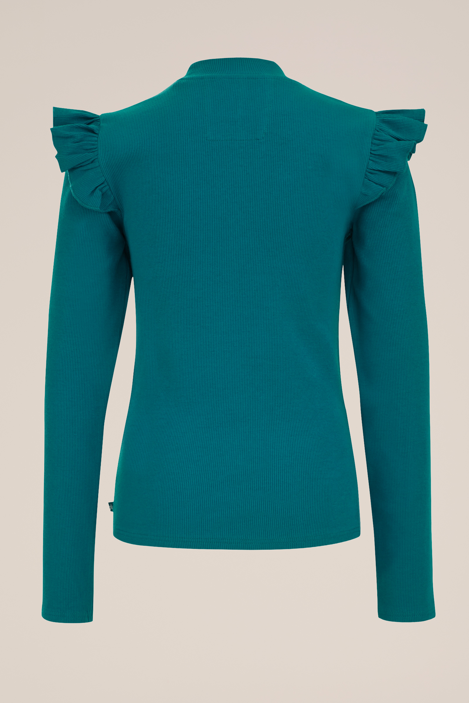 Meisjes geribd T-shirt met ruches WE Fashion Donkergroen