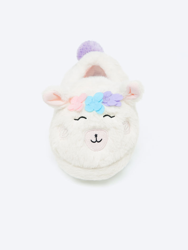 Pantufa de casa em formato de ovelha - Branca