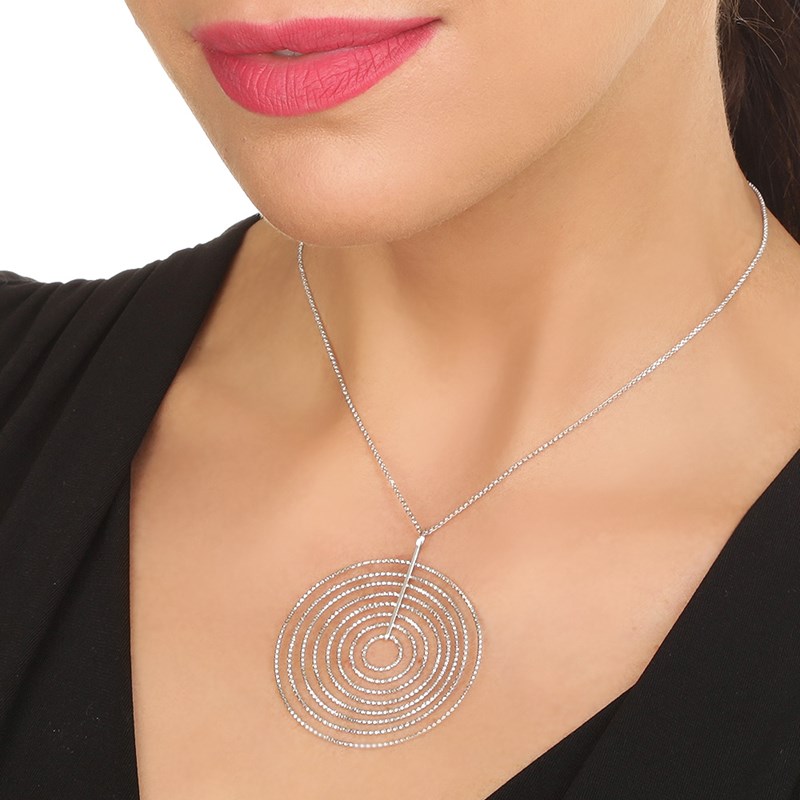 Collier Argent Rhodié Diamanté Spirale Tourmente