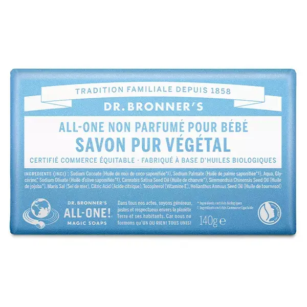 Sabonete Vegetal Puro Sem Perfume para Bebê Dr. Bronner's 140g