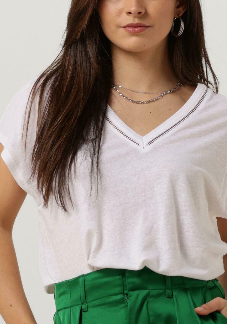 SCOTCH & SODA witte scotch & soda top v-neck ladder detail loose fit t-shirt