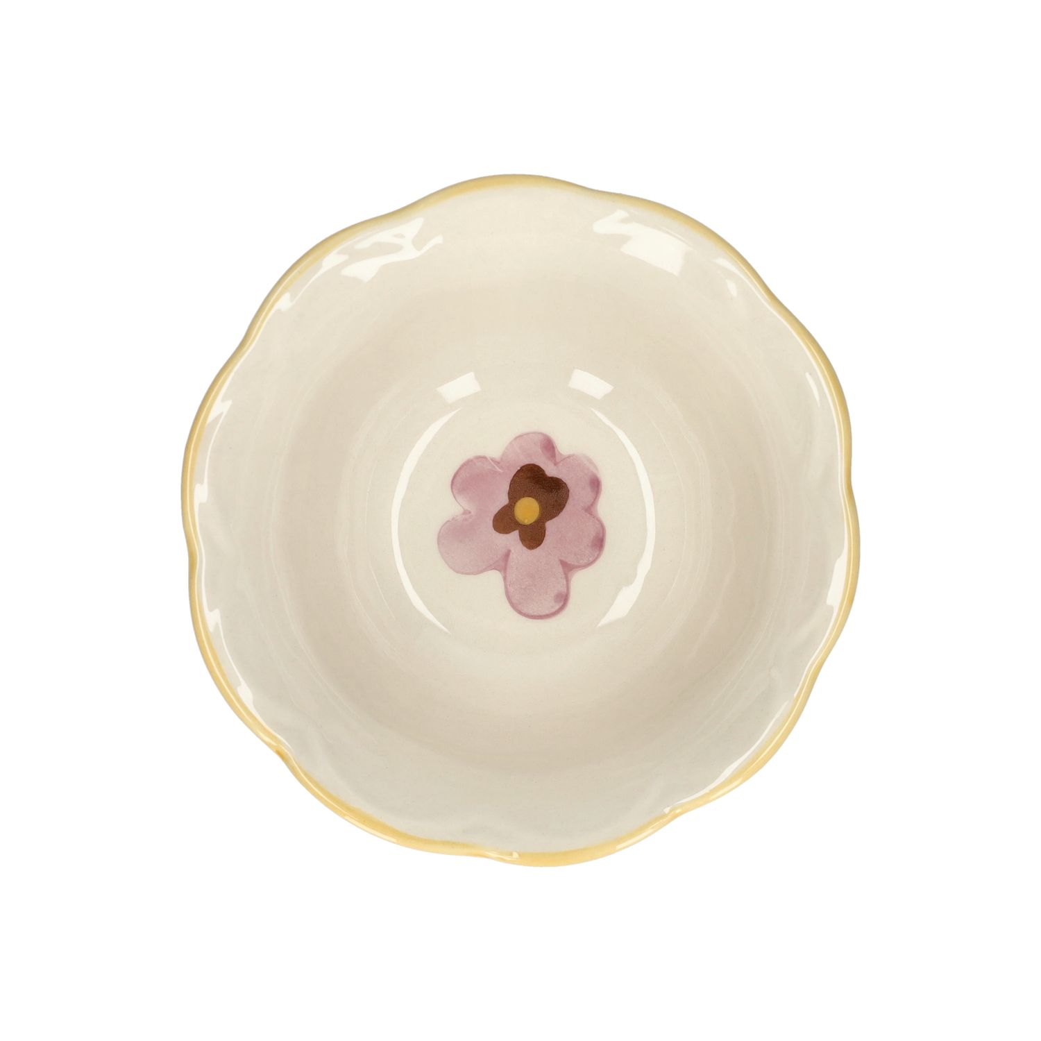 Kom, steengoed, viooltjes, Ø12,5 cm