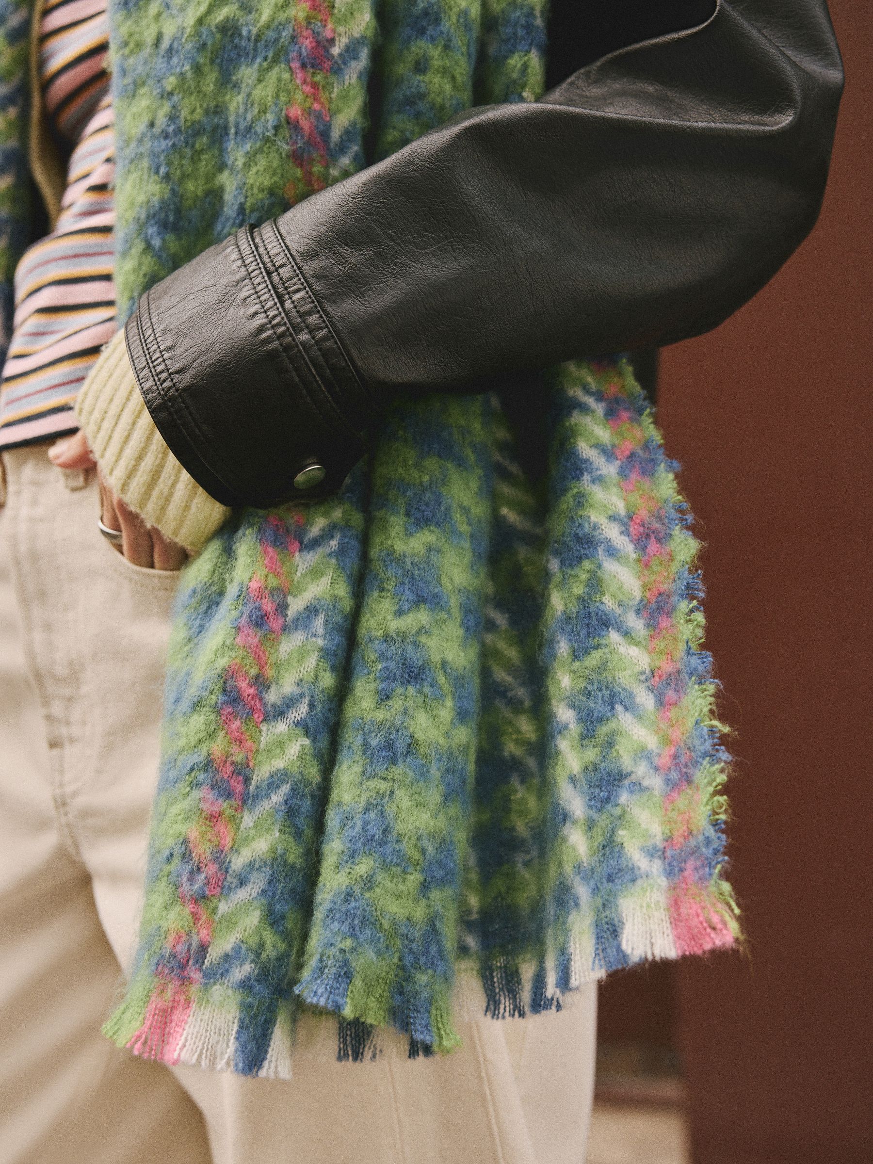 Blauw/groen pied-de-poule - Halfzware sjaal