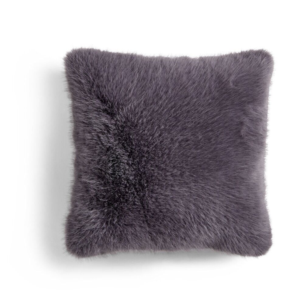 Coussin déco carré 40x40cm polyester gris anthracite ou blanc