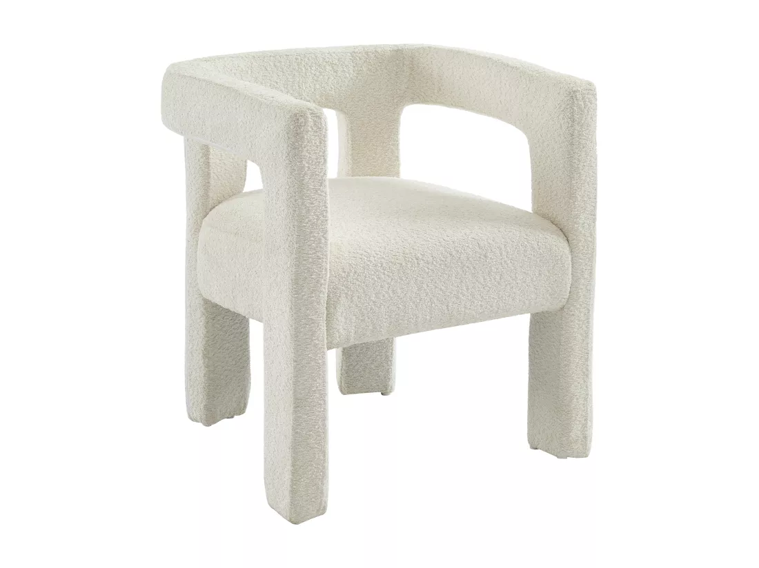 Chaise avec accoudoirs en tissu bouclette et métal - Blanc - SOFANA de Pascal MORABITO