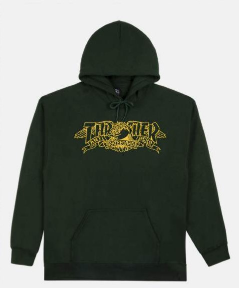Thrasher Antihero Sweat Mag Banner Hood Forest Green