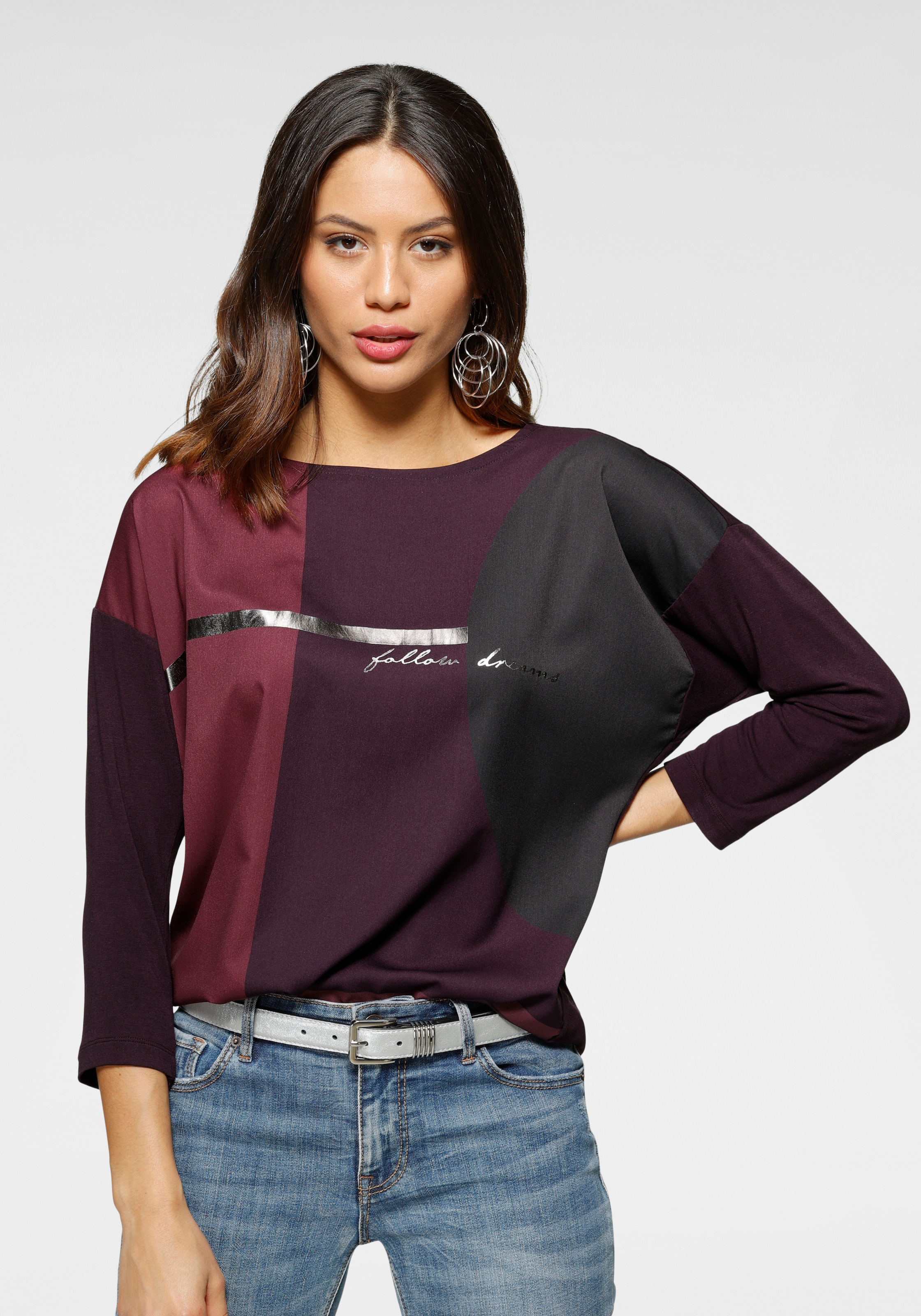 Laura Scott Shirtbluse , im Materialmix mit Folienprint - NEUE FARBEN