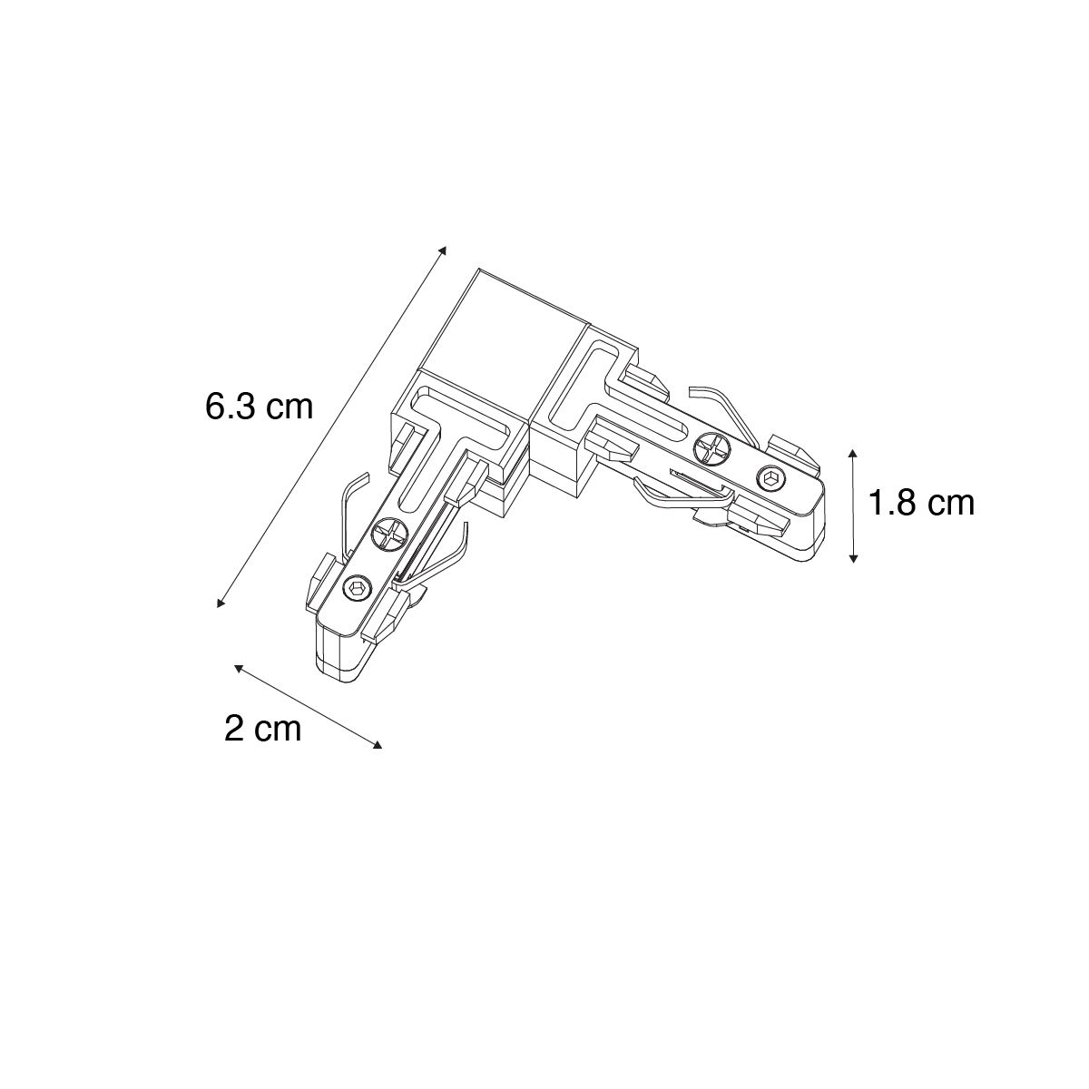 L-Koppelstuk rail wit 1-fase - Slimline
