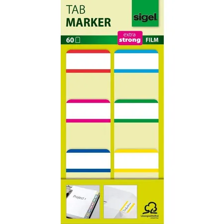 Sigel Tab Marker extra strong, 24 x 58mm, 60 Stück
