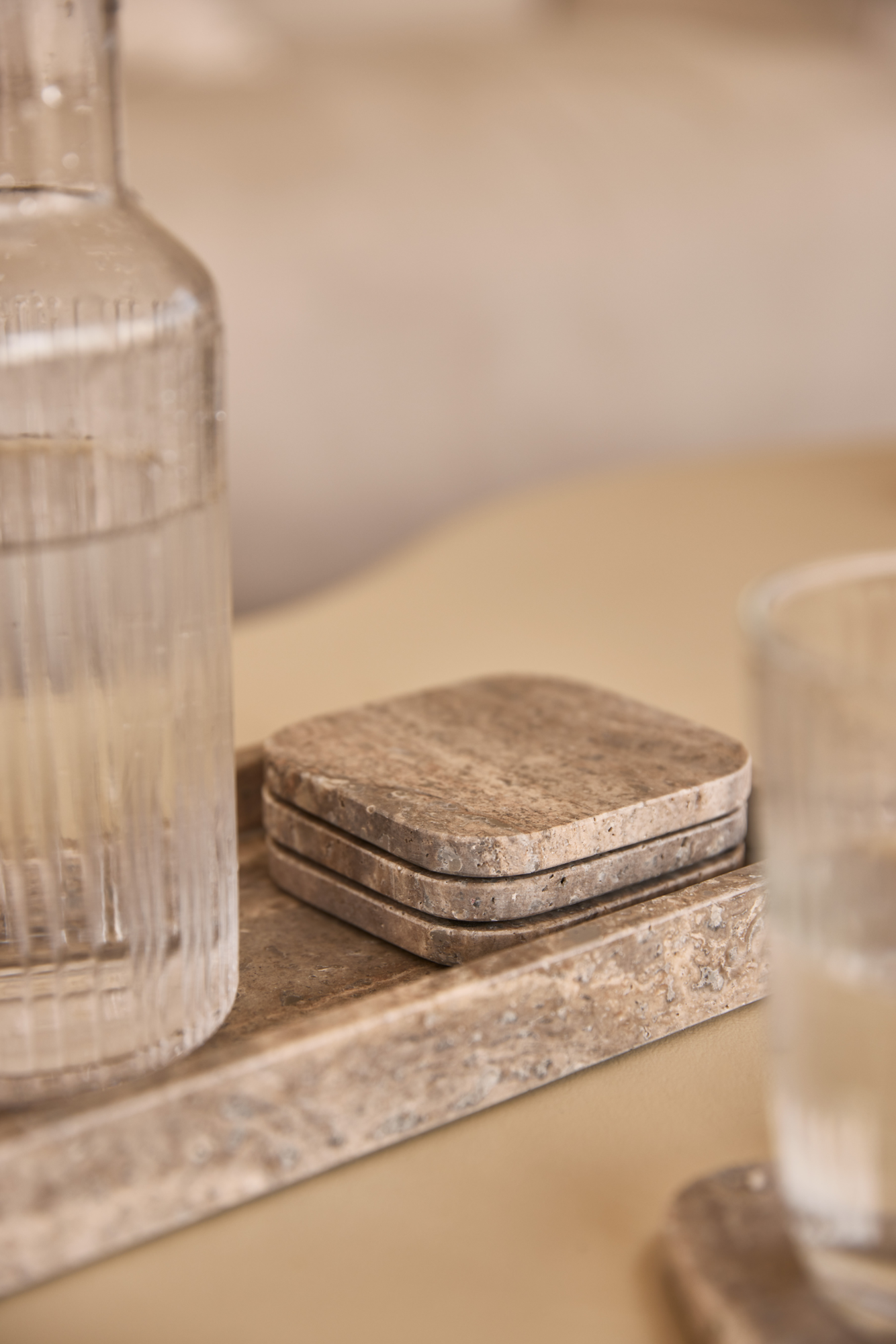 Onderzetter Organische Titanium travertine - set van 4