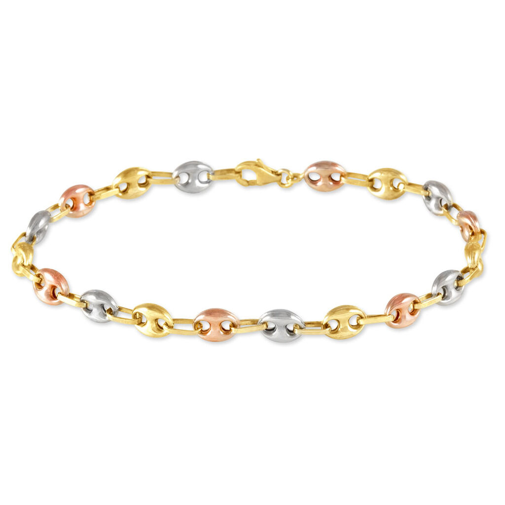 Bracelet Dami Maille Grain De Café Or Tricolore