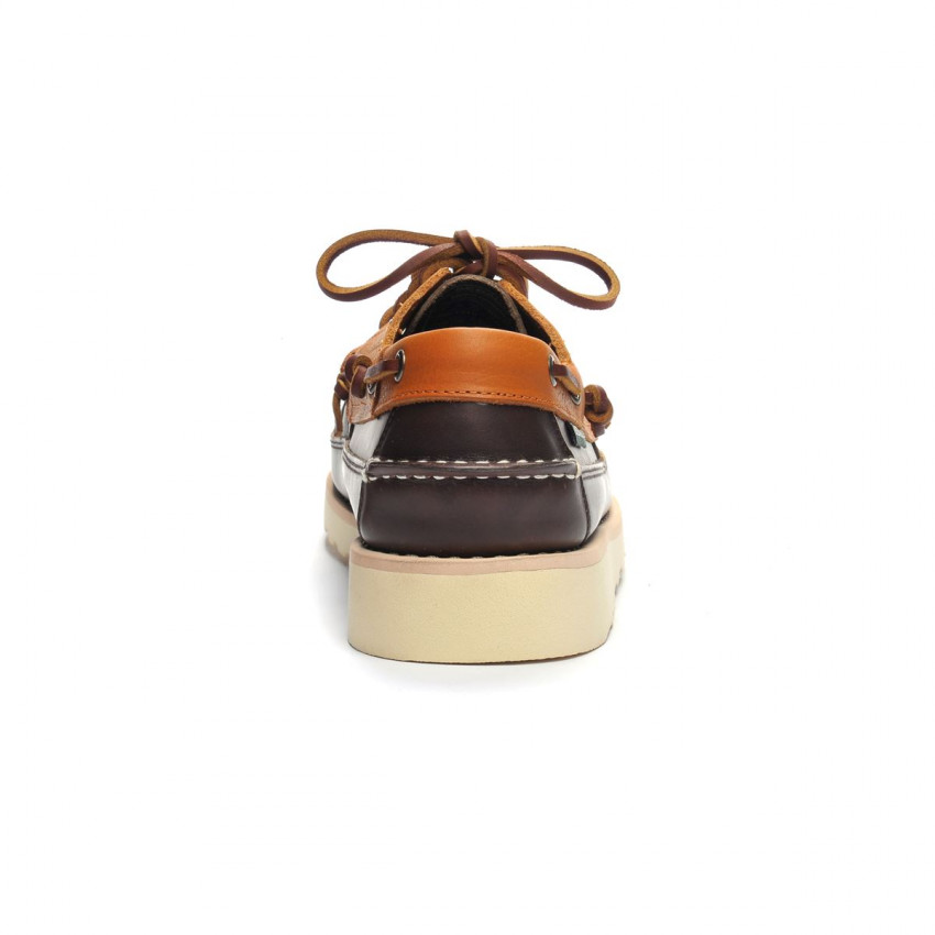 SENECA DARK BROWN OCRA-Mocassin bicolore en cuir pour homme