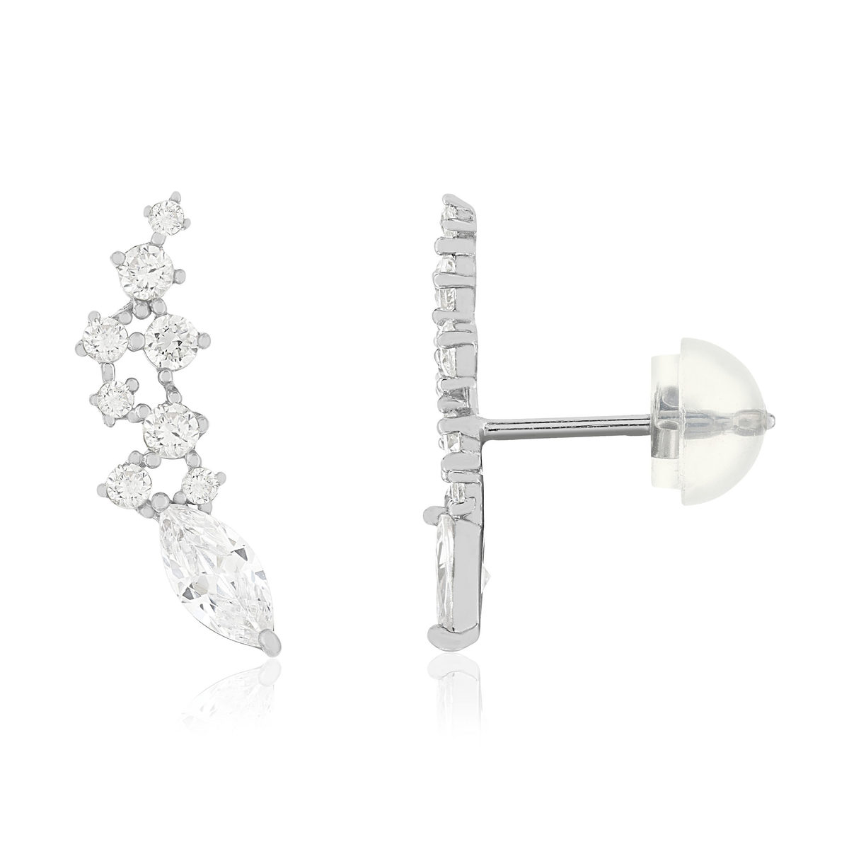 Boucles d'oreilles or 375 blanc zirconias blancs