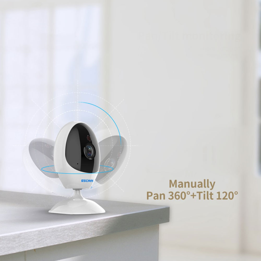 (3MP) 160° Indoor WiFi Internet IP Kamera 1296p IR Nachtsichtfunktion und Bewegungserkennung / Audio (iOS/Android) - Weiss