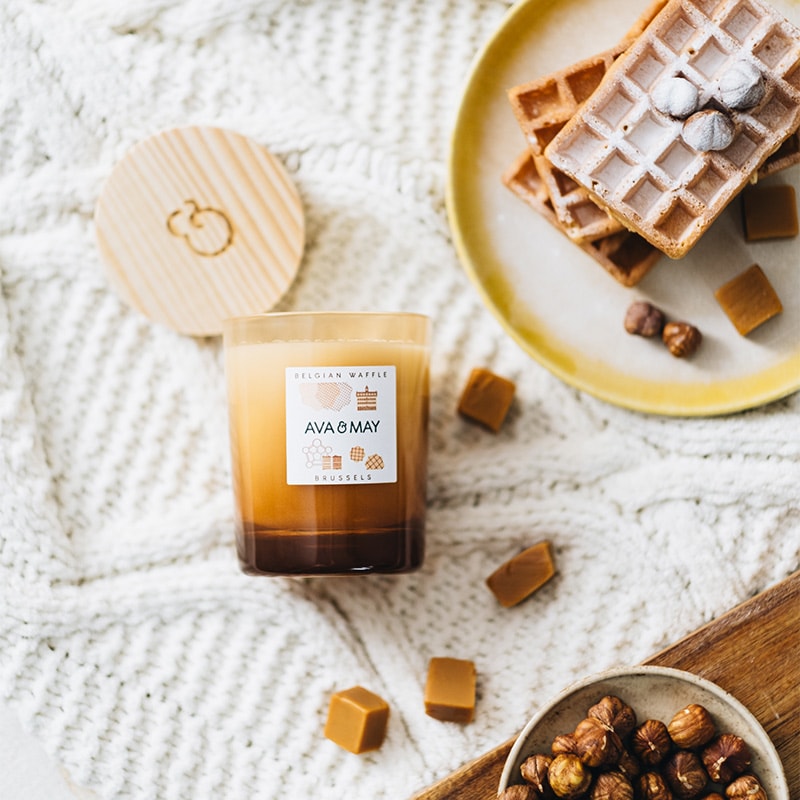 Bougie parfumée - Gaufre Belge - Noisette & caramel - 180 g