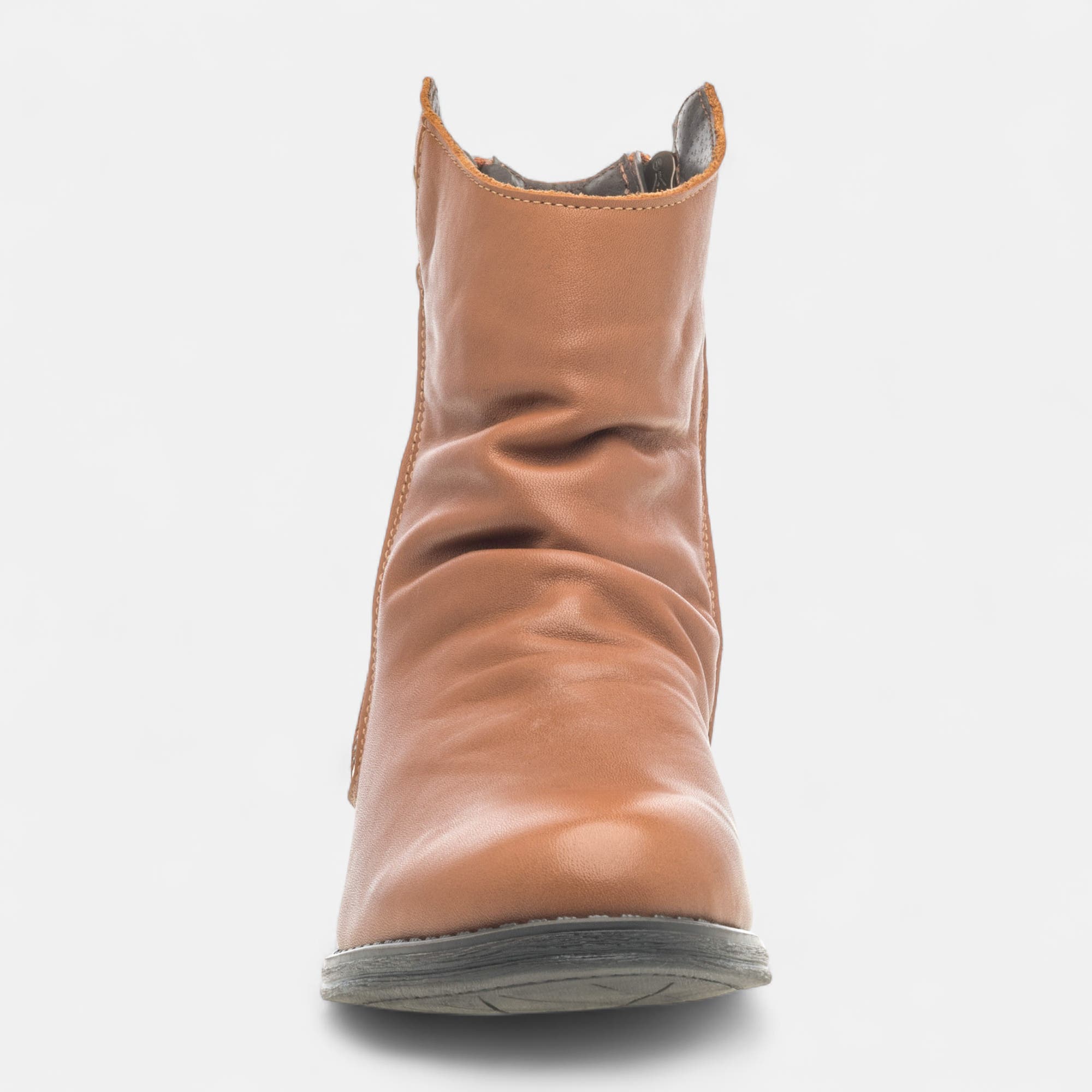 Bottines Femme en cuir cognac
