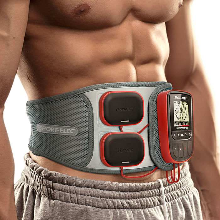 Eletroestimulador Muscular Multisport Pro, 4 Canais, 14 Programas, Sport-elec, Conexões de Encaixe Rápido + Cinto
