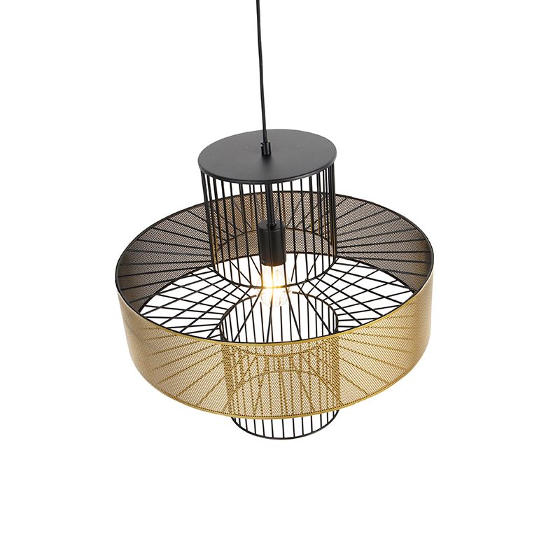 Design hanglamp goud met zwart 50 cm - Tess