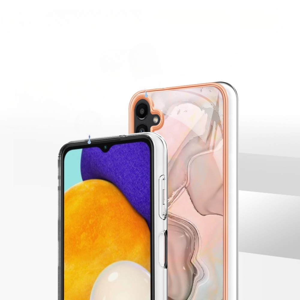 Samsung Galaxy A56 Gummi Case Hülle Galvanisierter Rahmen Marble Marmor Design - Rosa / Roségold