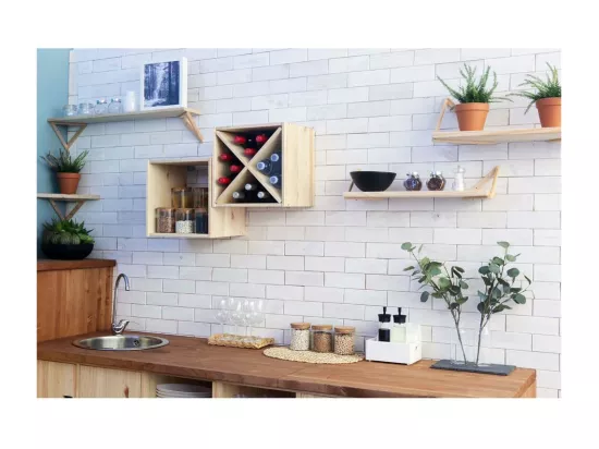 Cube avec range bouteille en pin 12 bouteilles Dinamic