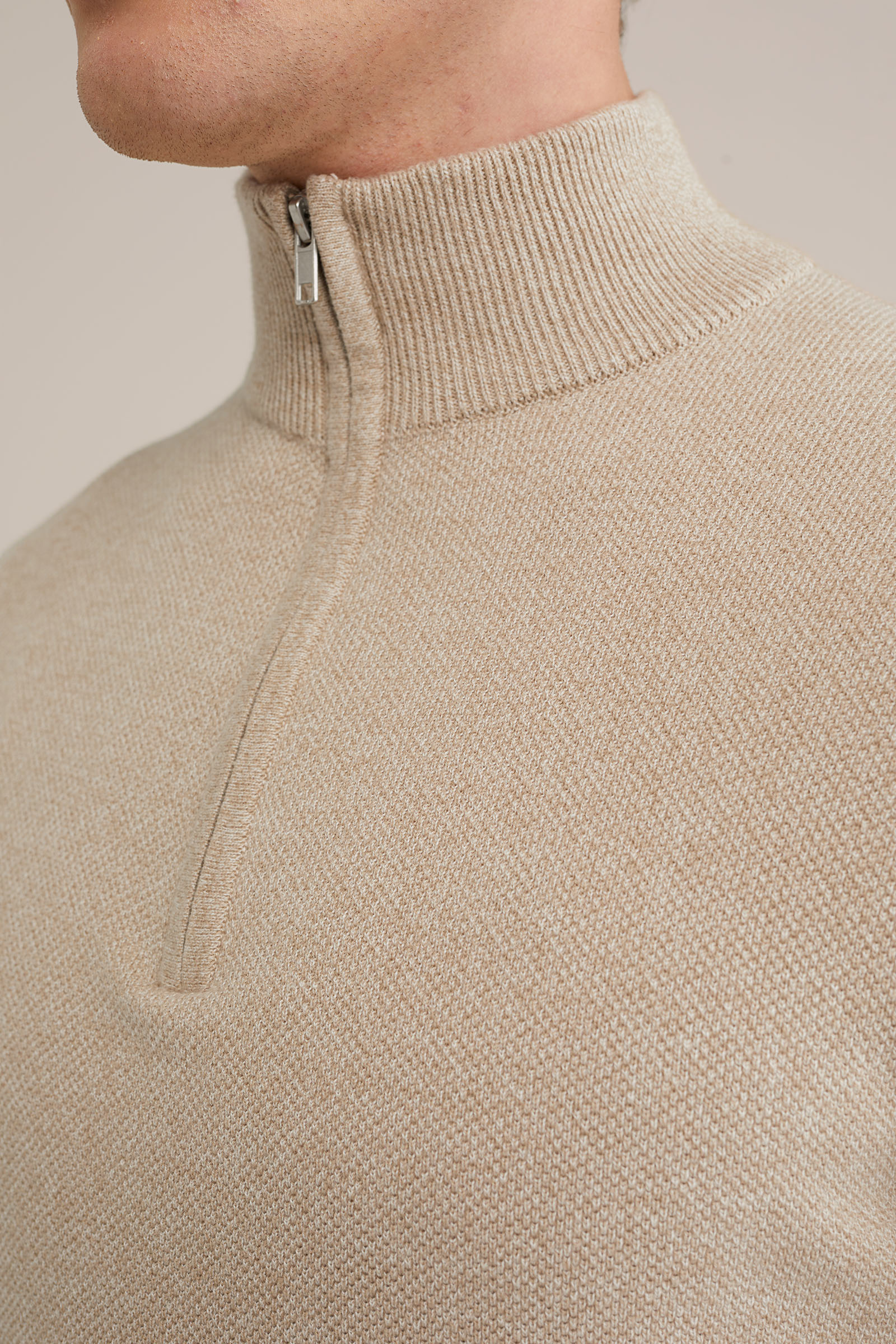 trui met rits WE Fashion Beige