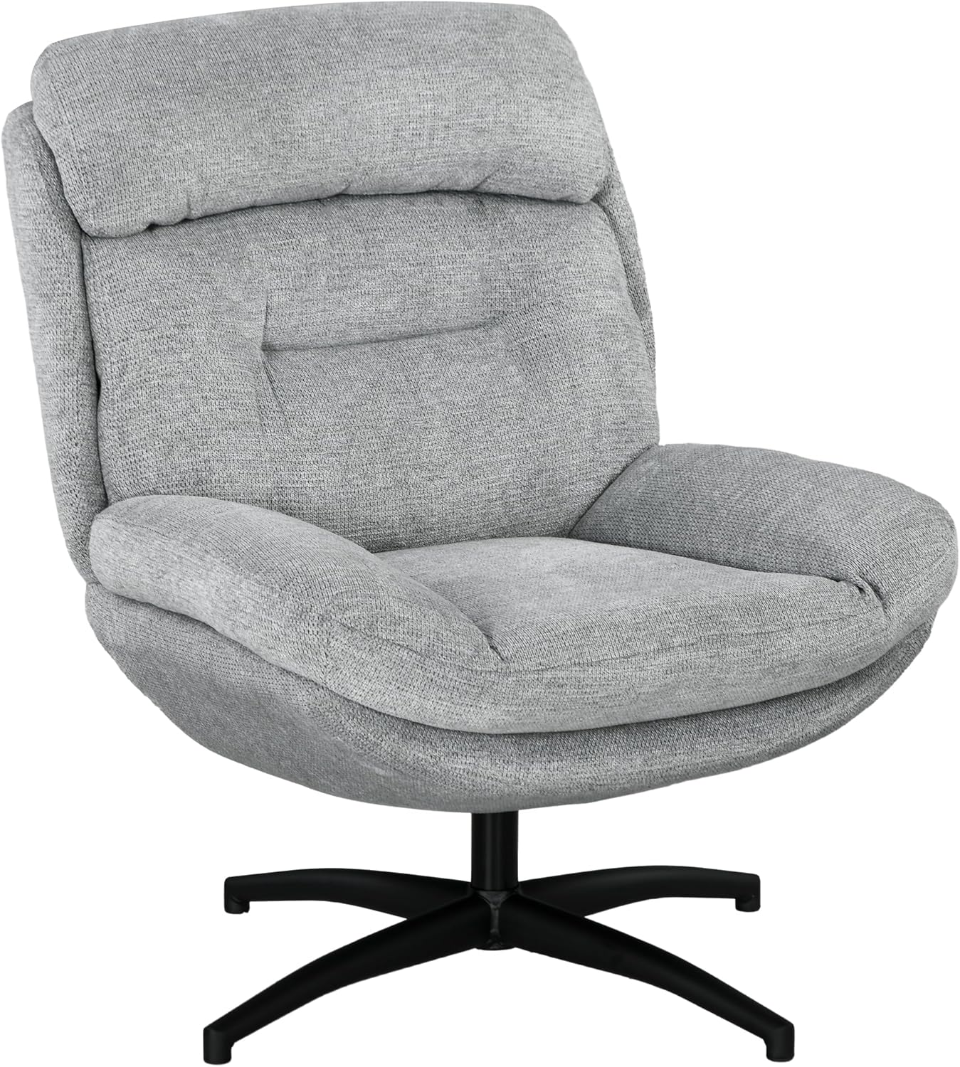 HOMCOM Sessel Wohnzimmer Drehbar Loungesessel mit Breiter Sitzfläche, Dicke Polster Schneidersitz Relaxsessel Lesesessel mit Wasserabweisend Chenille-Optik, Polstersessel für Schlafzimmer Grau