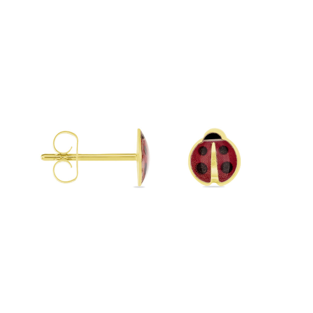 Boucles D'oreilles Puces Helidie Coccinelle Or Jaune