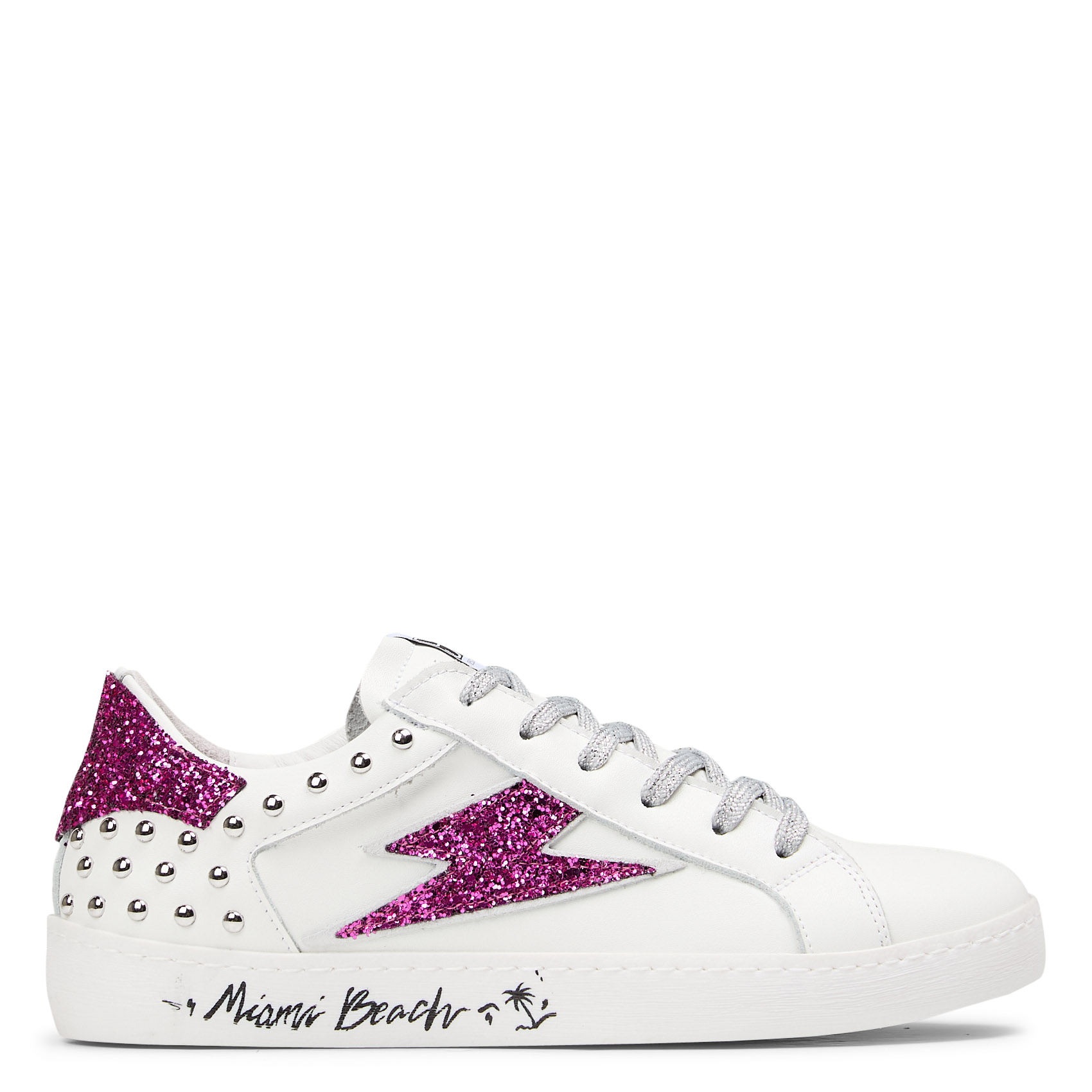 ROY - Baskets basses cloutées à sequins| Blanc