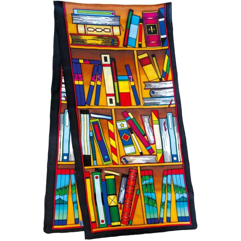 Echarpe 100% soie - 180x43cm Biblio - Blanc