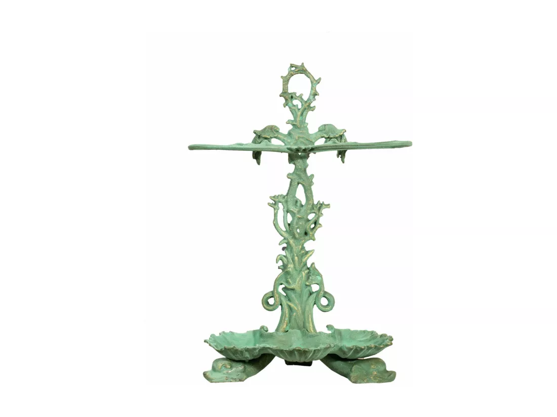 BISCOTTINI Porte-Parapluie - Fonte Finition Vert Antique - Extérieur - Couloir - Entrée - Jardin - Terrasse - Balcon - 53x21x77 cm