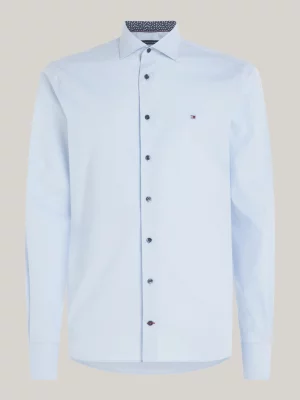 Camisa de popeline slim fit com gola contrastante