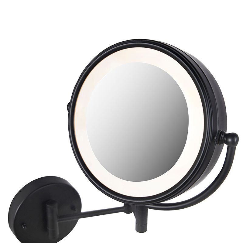 Design wandspiegel zwart incl. LED verstelbaar IP44 met trekkoord - Vicino