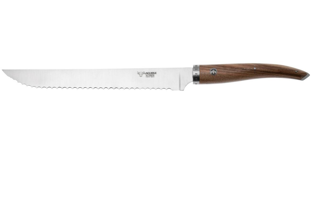 Laguiole en Aubrac Gourmet PGO25NOI walnoothout broodmes, 25 cm