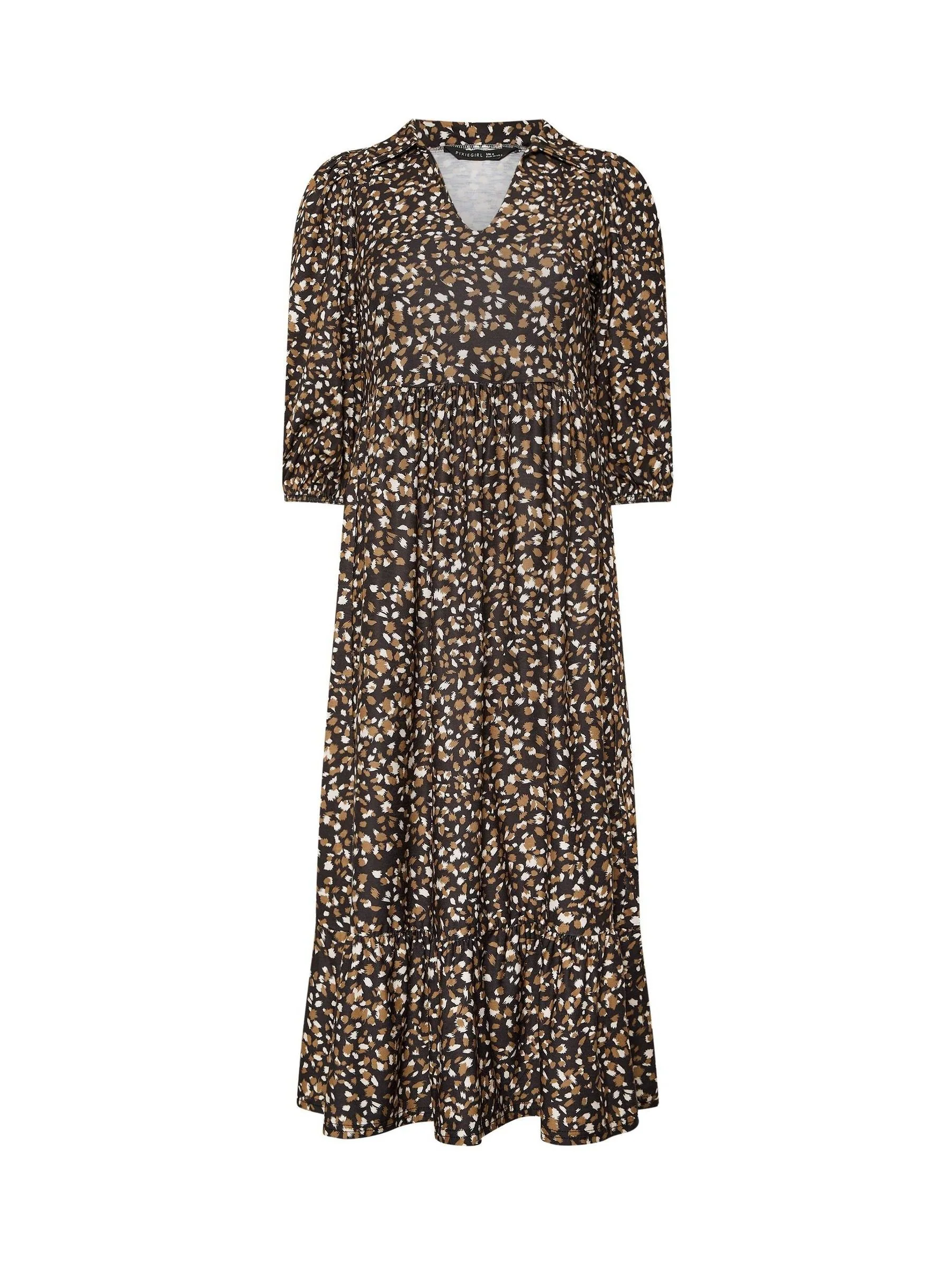 PixieGirl Petite Animal Mark Collar Midi Dress