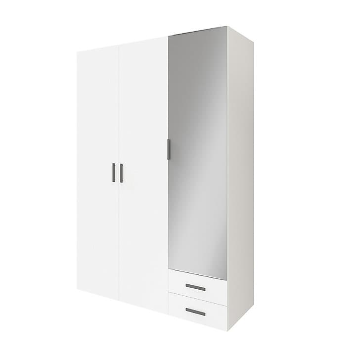 Armoire penderie portes battantes miroir et tiroirs blanche GoodHome Atomia H. 225 x L. 150 x P. 60 cm