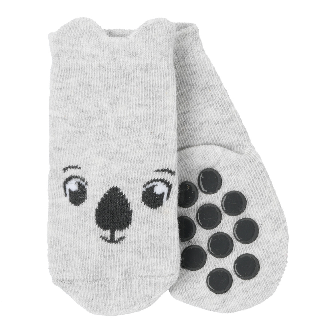 Topomini 2 Paar Newborn Socken mit Antirutschsohle hellgrau / dunkeloliv