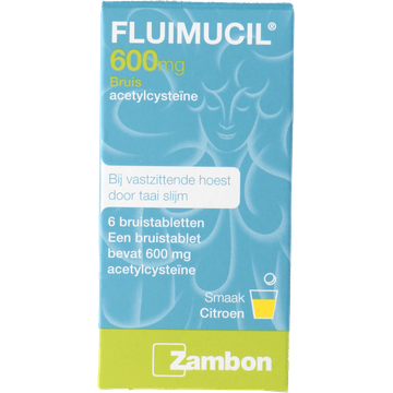 Fluimucil Bruistablet bij hoesten 600 mg, 6 stuks