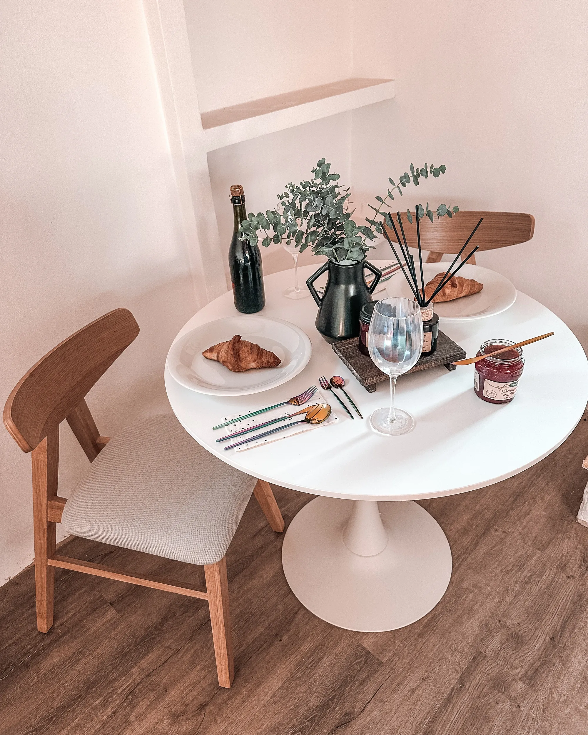 Set van 2 eetkamerstoelen LACOTA Hout Lichtbruin/grijs